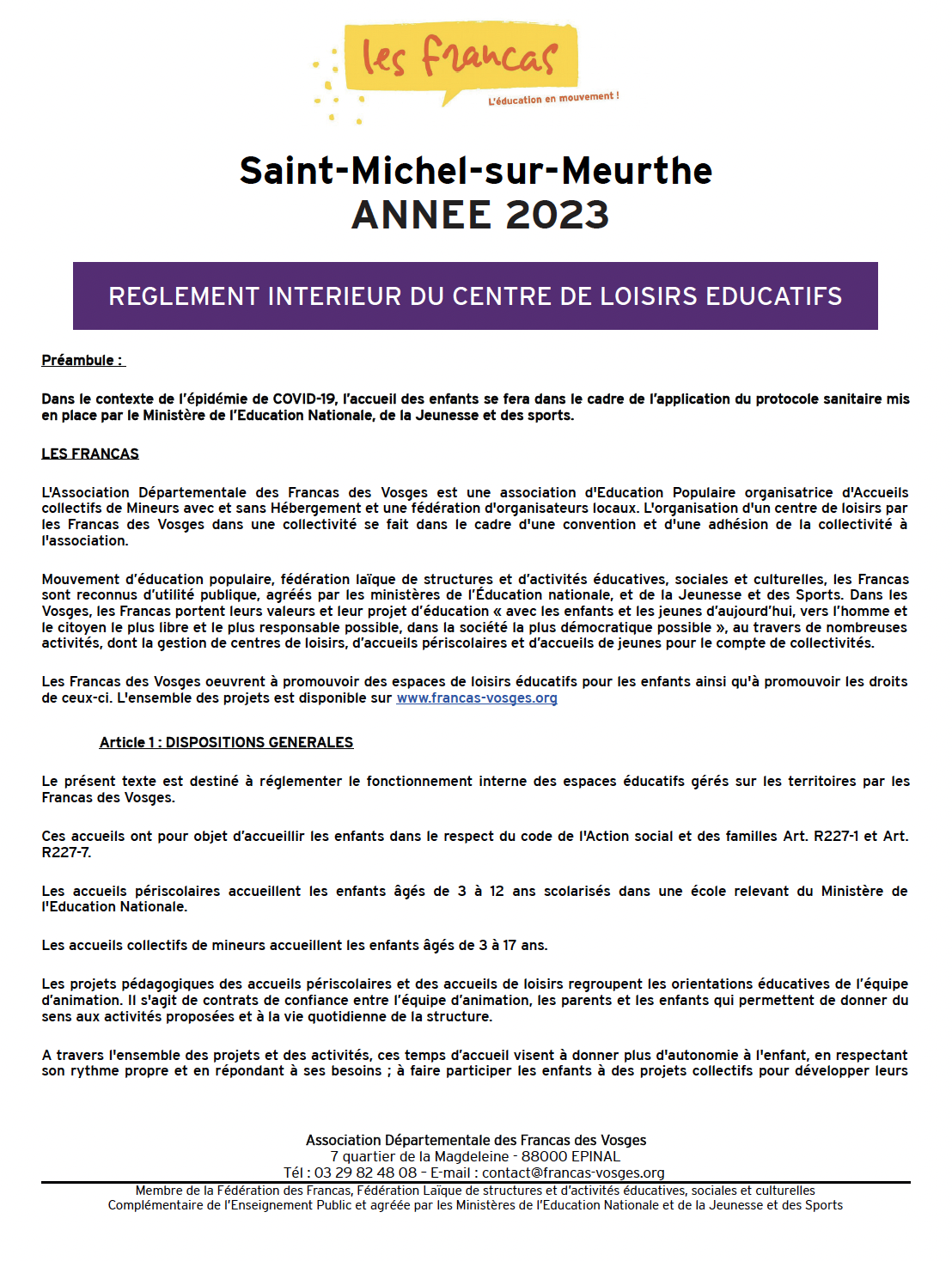 Règlement intérieur Saint-Michel-sur-Meurthe 2023