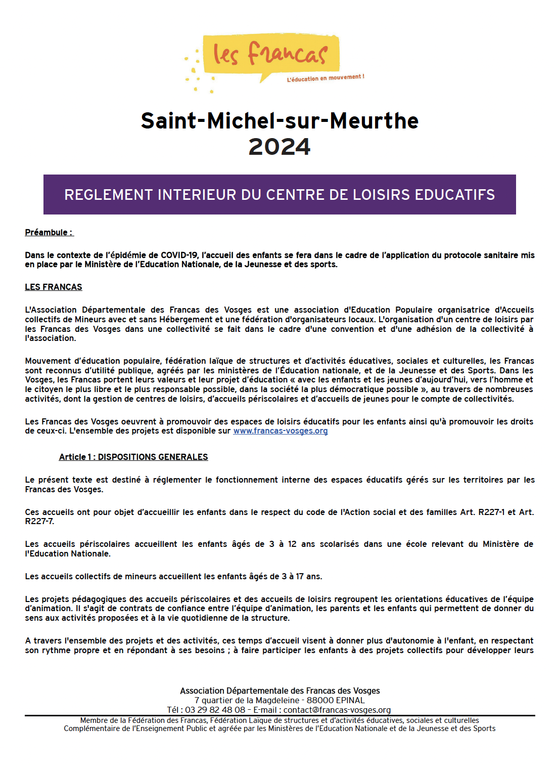 Règlement intérieur Saint-Michel 2024